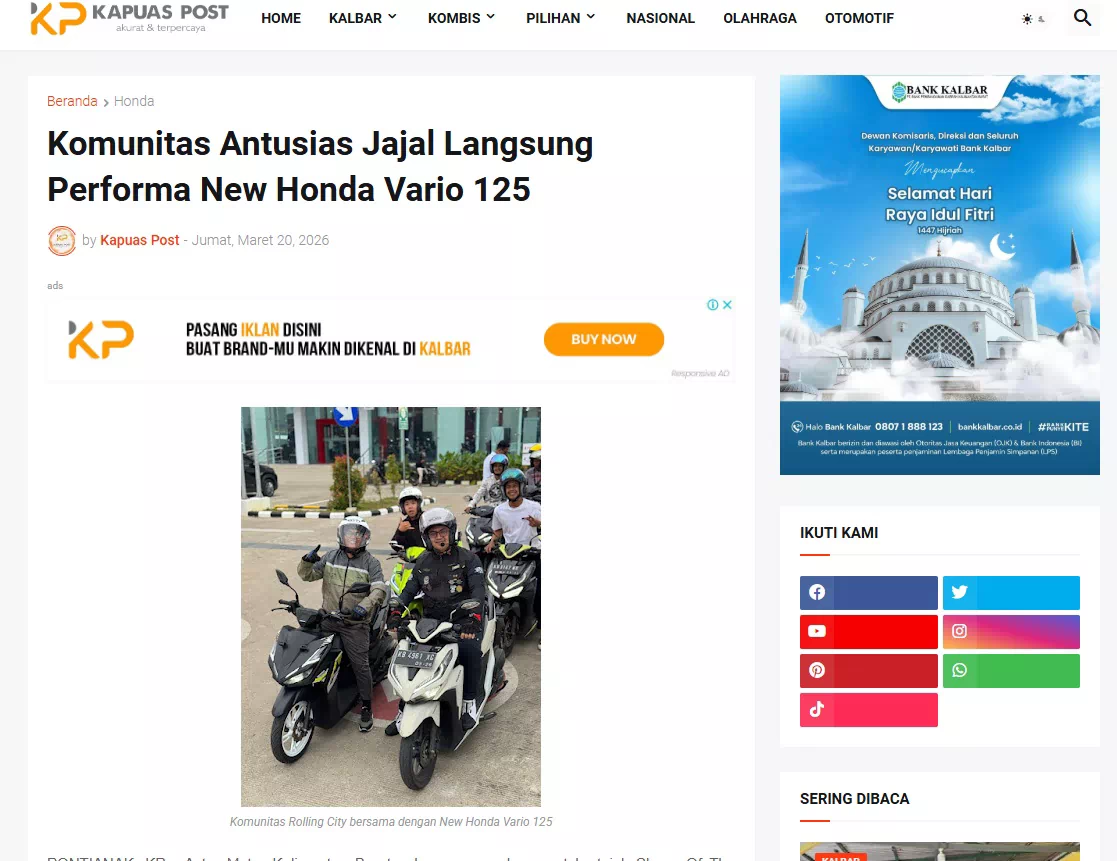 Komunitas Antusias Jajal Langsung Performa New Honda Vario 125