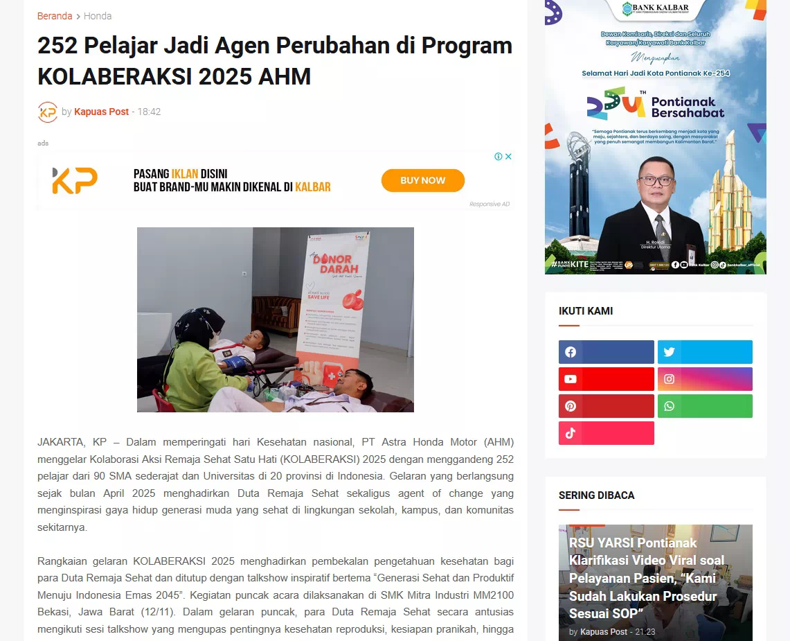 252 Pelajar Jadi Agen Perubahan di Program KOLABERAKSI 2025 AHM