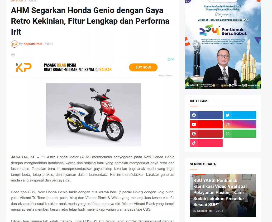 AHM Segarkan Honda Genio dengan Gaya Retro Kekinian, Fitur Lengkap dan Performa Irit
