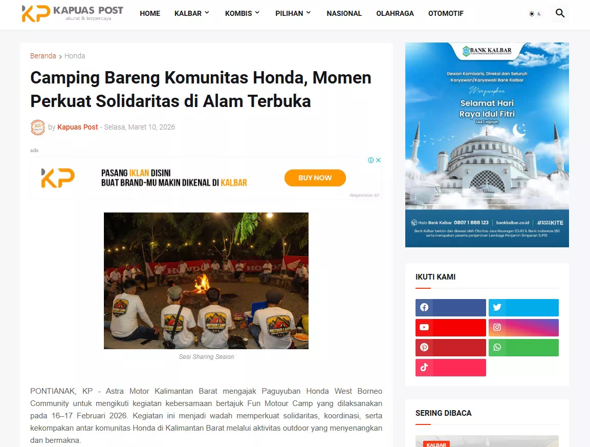Camping Bareng Komunitas Honda, Momen Perkuat Solidaritas di Alam Terbuka