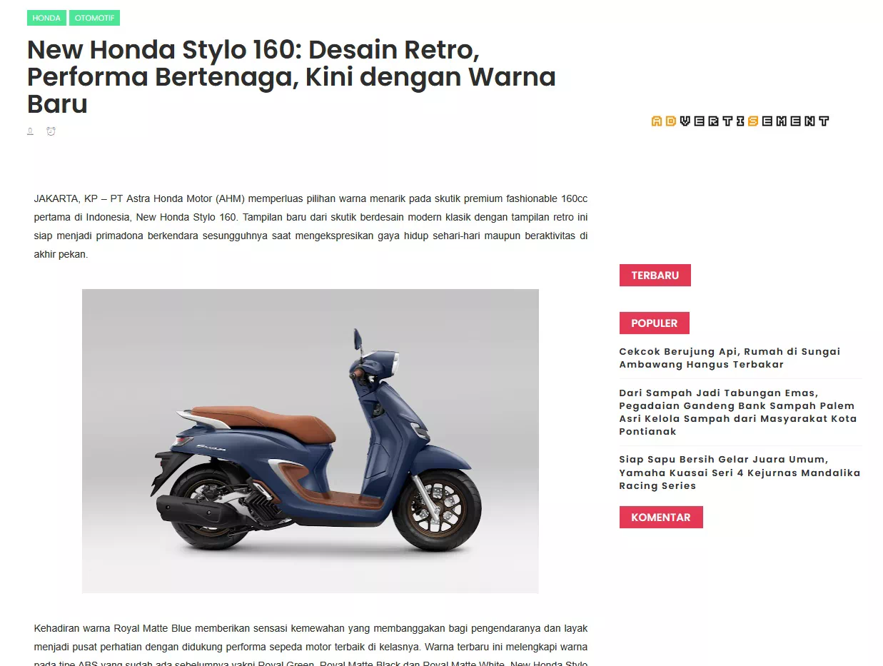 New Honda Stylo 160: Desain Retro, Performa Bertenaga, Kini dengan Warna Baru