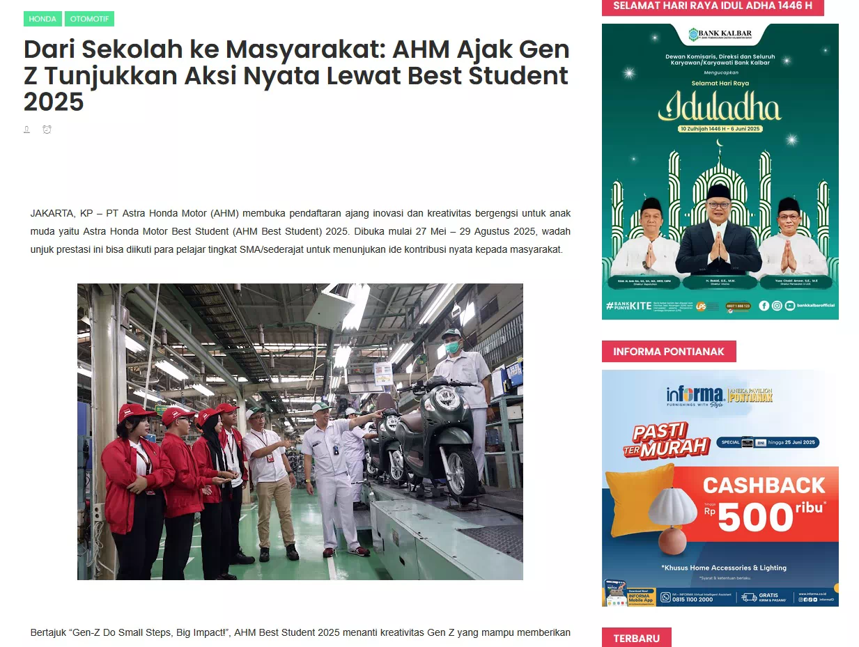 Dari Sekolah ke Masyarakat: AHM Ajak Gen Z Tunjukkan Aksi Nyata Lewat Best Student 2025