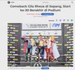 Comeback Gila Rheza di Sepang, Start ke-30 Berakhir di Podium