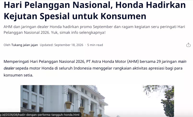 Beli Motor Honda Bekesempatan Mendapatkan Berbagai Hadiah Undian