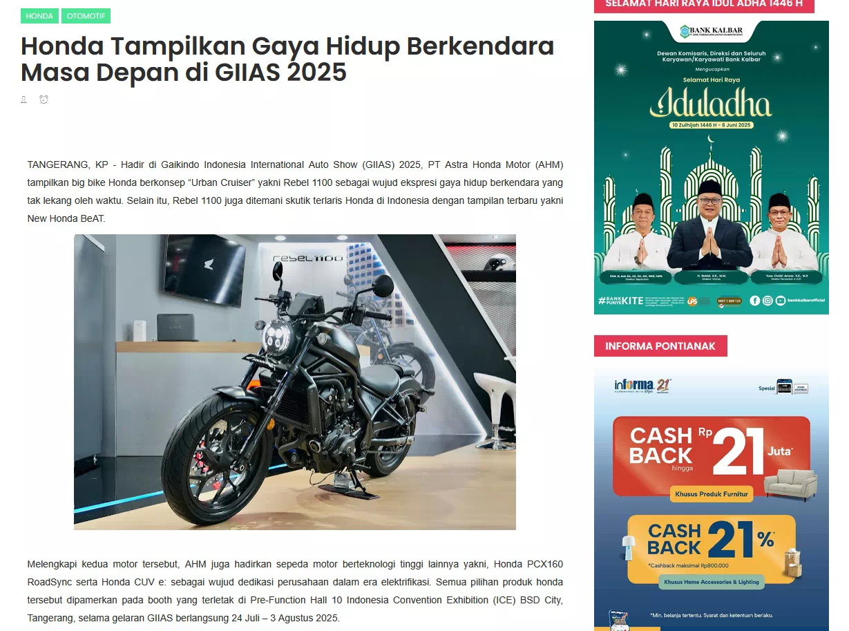 Honda Tampilkan Gaya Hidup Berkendara Masa Depan di GIIAS 2025