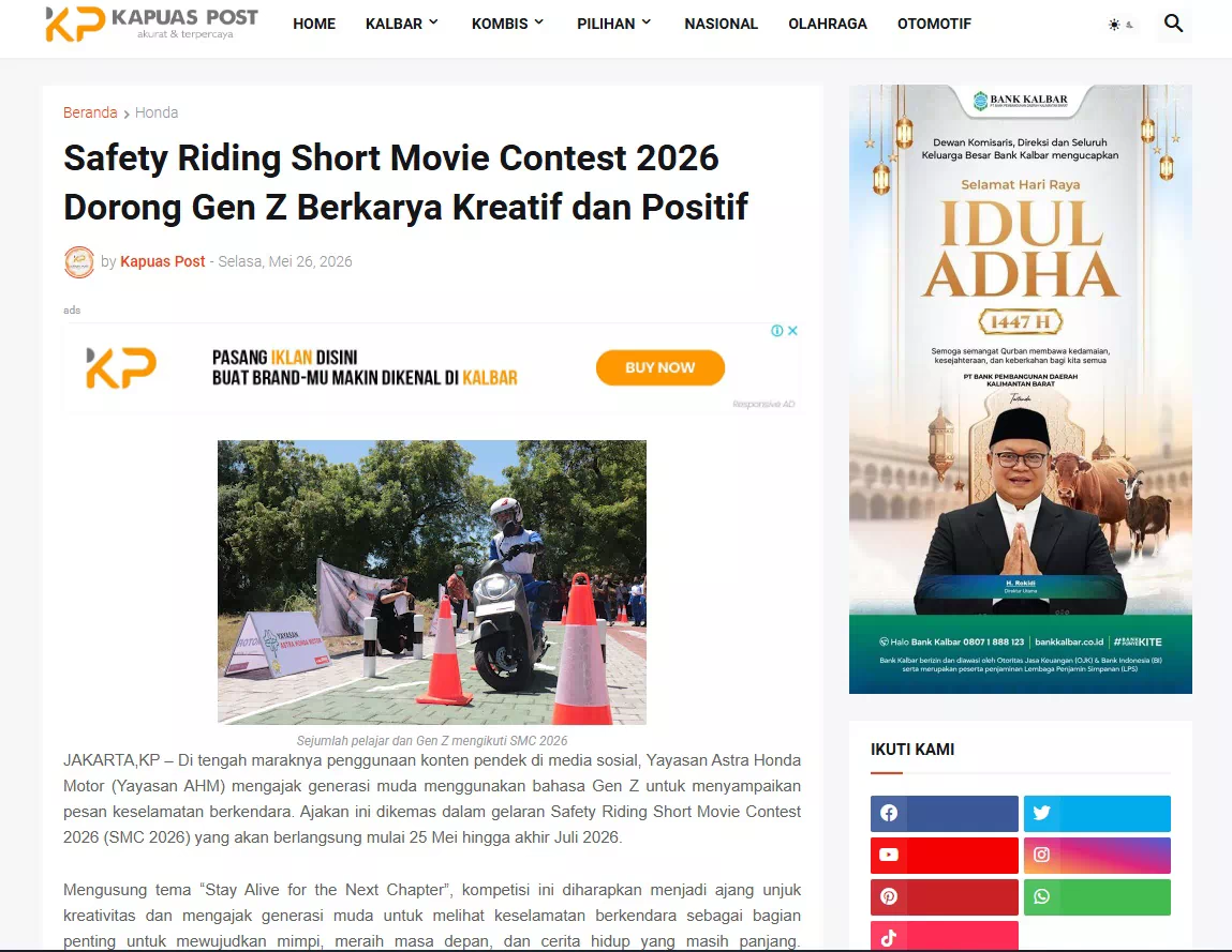 Safety Riding Short Movie Contest 2026 Dorong Gen Z Berkarya Kreatif dan Positif