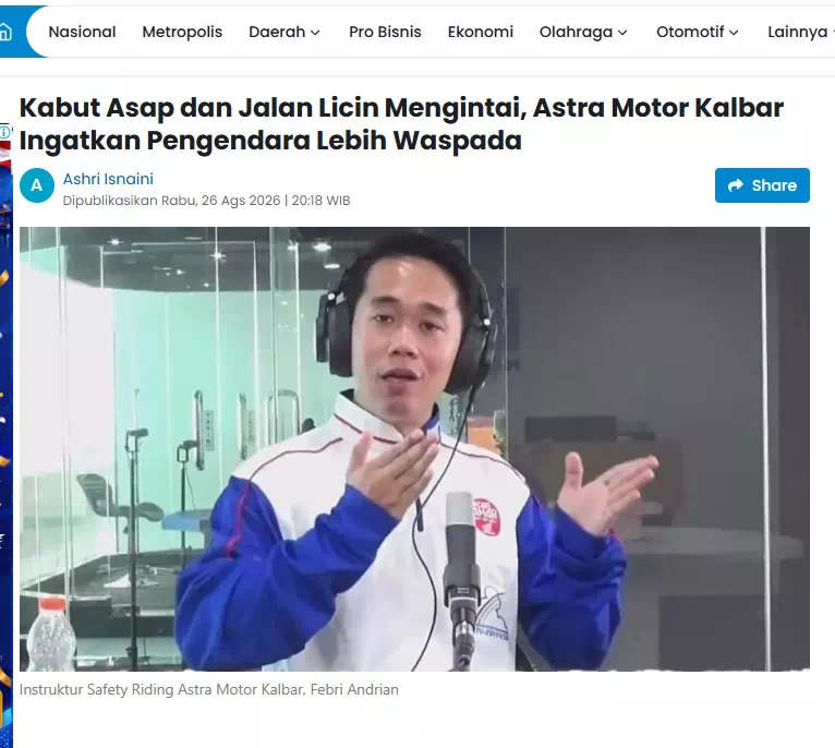 Kabut Asap dan Jalan Licin Mengintai, Astra Motor Kalbar Ingatkan Pengendara Lebih Waspada