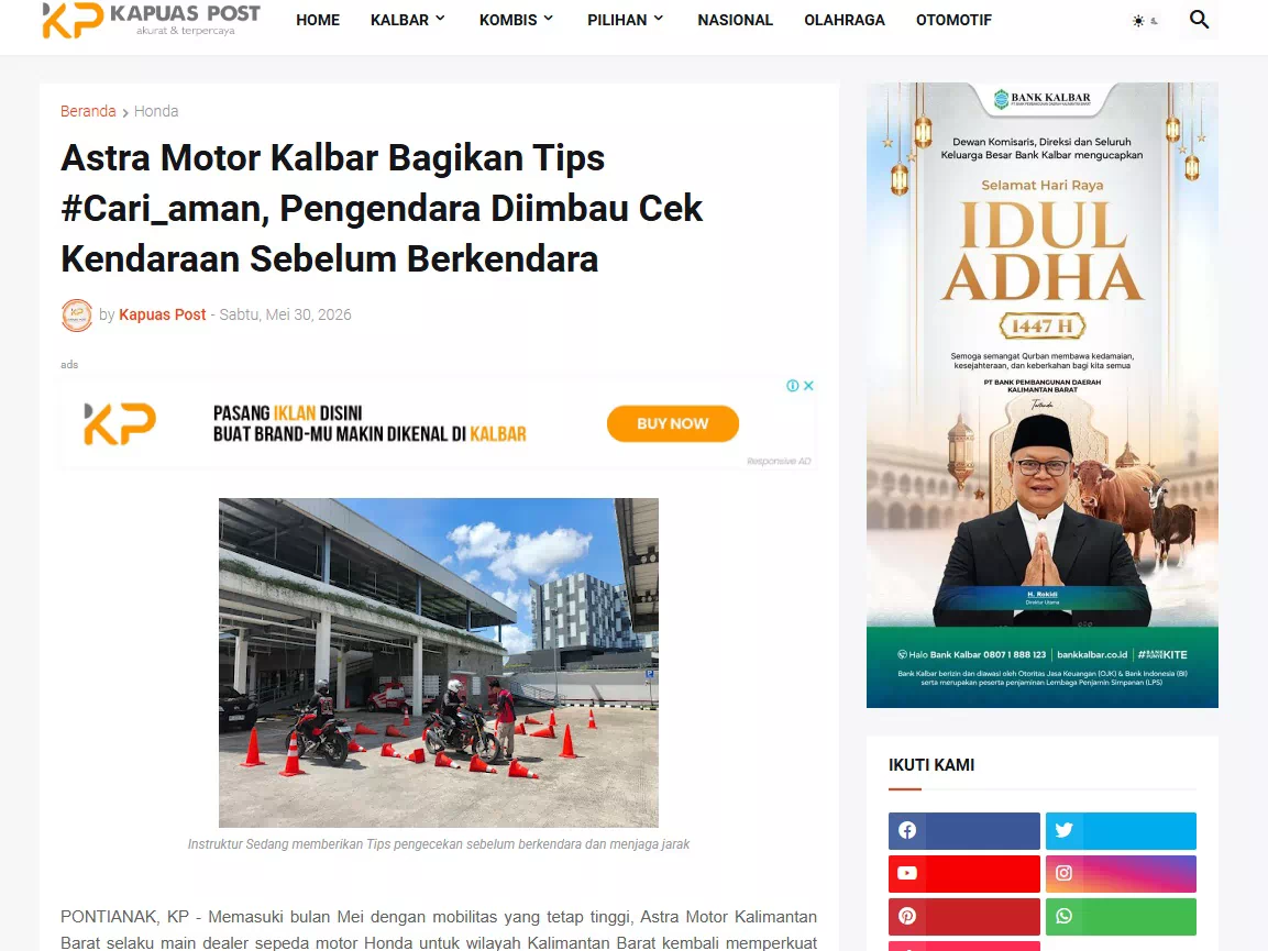 Astra Motor Kalbar Bagikan Tips #Cari_aman, Pengendara Diimbau Cek Kendaraan Sebelum Berkendara