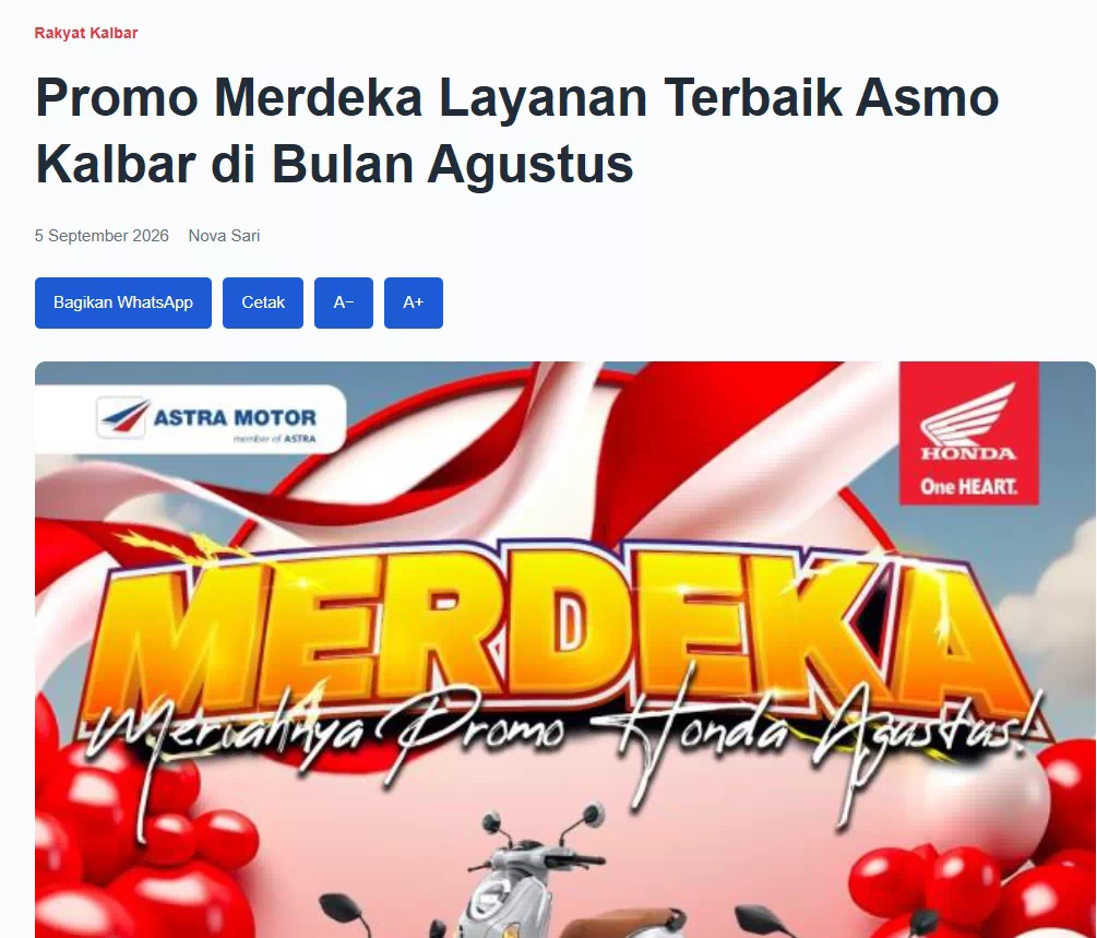 Promo Merdeka Layanan Terbaik Asmo Kalbar di Bulan Agustus