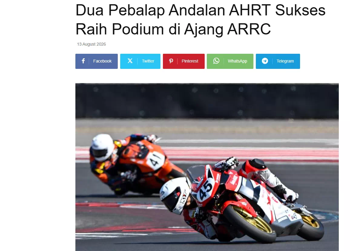 Dua Pebalap Andalan AHRT Sukses Raih Podium di Ajang ARRC