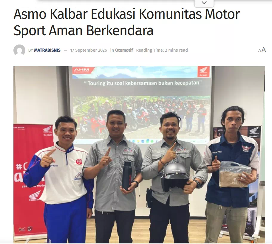 Asmo Kalbar Edukasi Komunitas Motor Sport Aman Berkendara