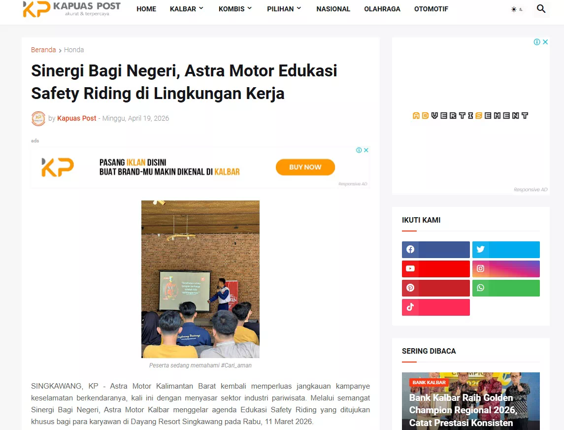 Sinergi Bagi Negeri, Astra Motor Edukasi Safety Riding di Lingkungan Kerja