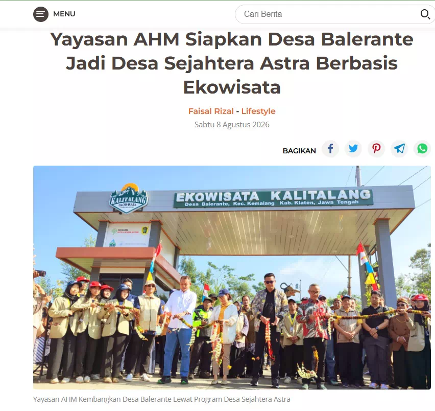 Yayasan AHM Siapkan Desa Balerante Jadi Desa Sejahtera Astra Berbasis Ekowisata