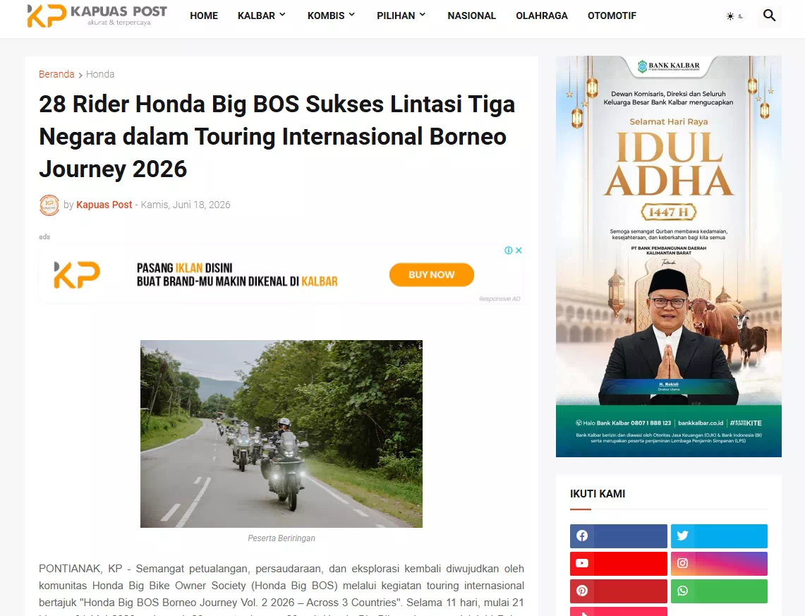 28 Rider Honda Big BOS Sukses Lintasi Tiga Negara dalam Touring Internasional Borneo Journey 2026