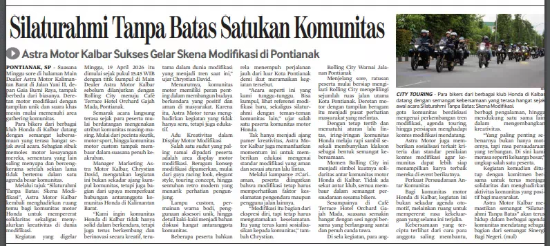 Silaturahmi Tanpa Batas Satukan Komunitas, Astra Motor Kalbar Sukses Gelar Skena Modifikasi di Pontianak