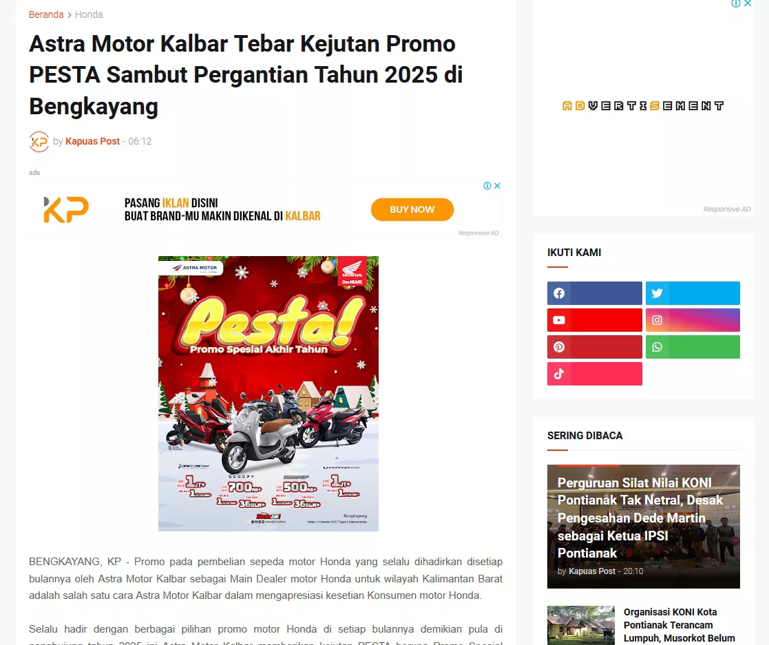 Astra Motor Kalbar Tebar Kejutan Promo PESTA Sambut Pergantian Tahun 2025 di Bengkayang