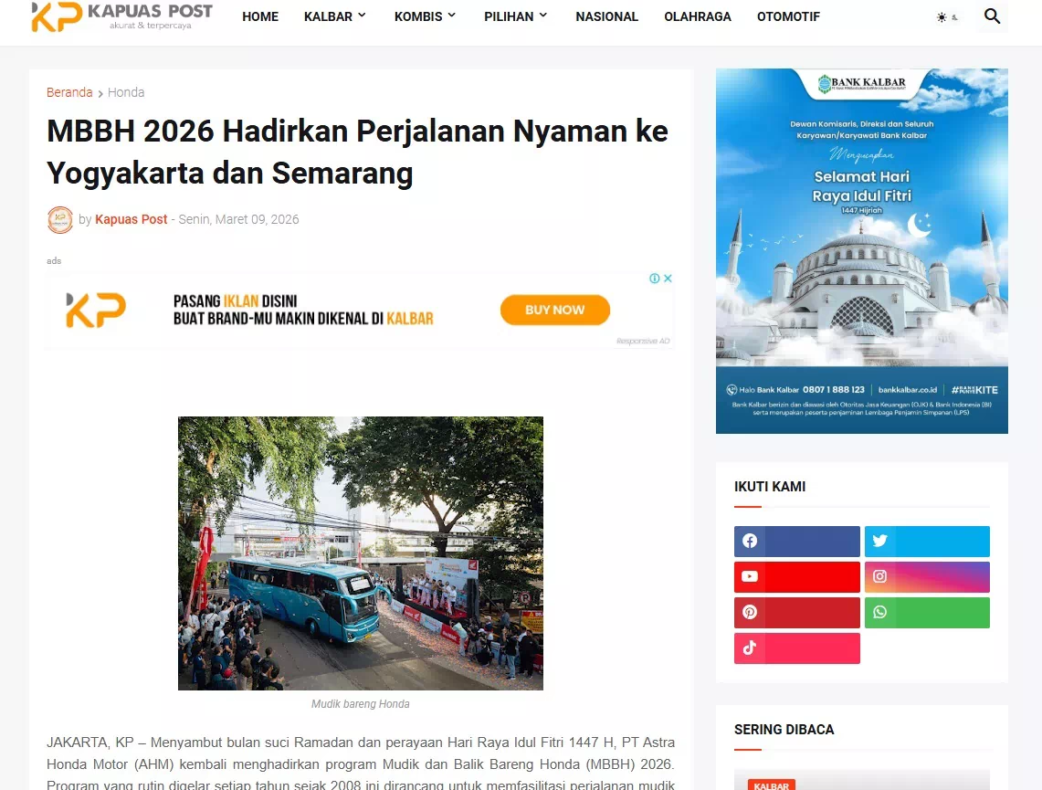 MBBH 2026 Hadirkan Perjalanan Nyaman ke Yogyakarta dan Semarang