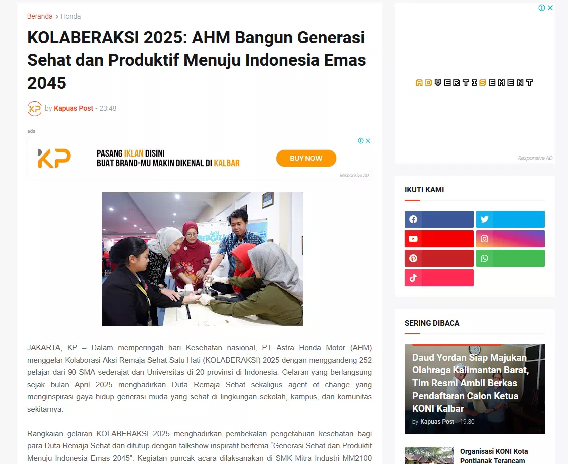 KOLABERAKSI 2025: AHM Bangun Generasi Sehat dan Produktif Menuju Indonesia Emas 2045