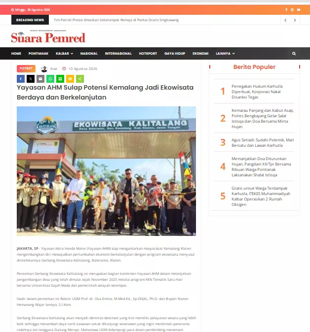 Yayasan AHM Sulap Potensi Kemalang Jadi Ekowisata Berdaya dan Berkelanjutan
