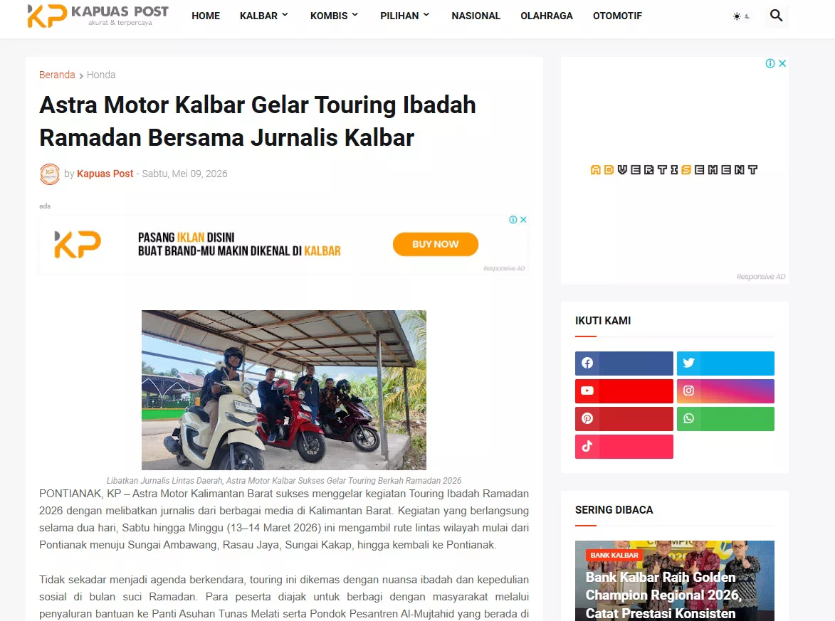 Astra Motor Kalbar Gelar Touring Ibadah Ramadan Bersama Jurnalis Kalbar