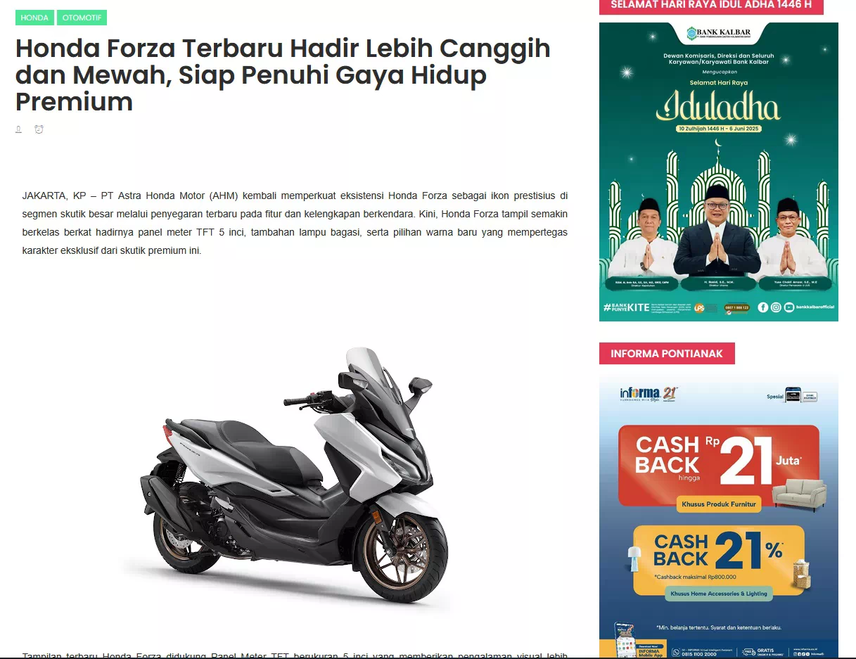 Honda Forza Terbaru Hadir Lebih Canggih dan Mewah, Siap Penuhi Gaya Hidup Premium