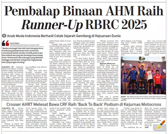 Pembalap Binaan AHM Raih Runner-Up RBRC 2025, Anak Muda Indonesia Berhasil Cetak Sejarah Gemilang di Kejuaraan Dunia