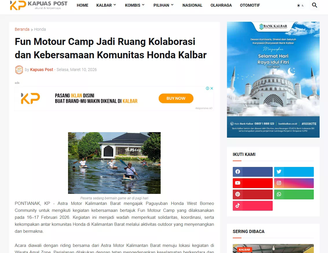 Fun Motour Camp Jadi Ruang Kolaborasi dan Kebersamaan Komunitas Honda Kalbar