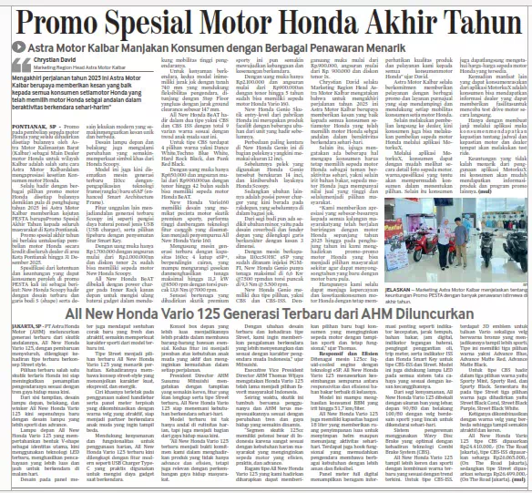 promo Spesial Motor Honda Akhir Tahun, Astra Motor Kalbar Manjakan Konsumen dengan Berbagai Tawaran Menarik