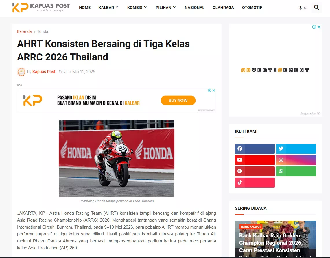 AHRT Konsisten Bersaing di Tiga Kelas ARRC 2026 Thailand