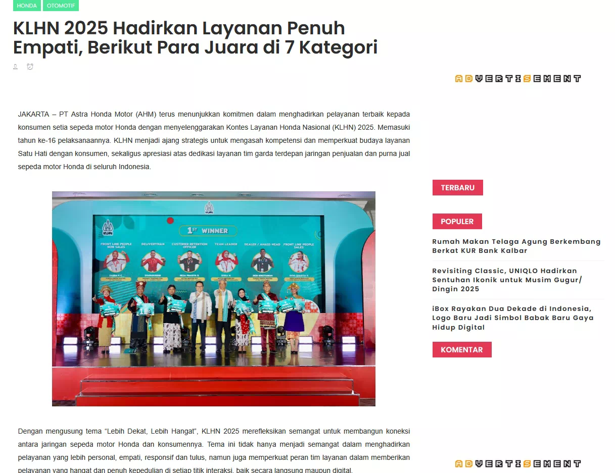 KLHN 2025 Hadirkan Layanan Penuh Empati, Berikut Para Juara di 7 Kategori