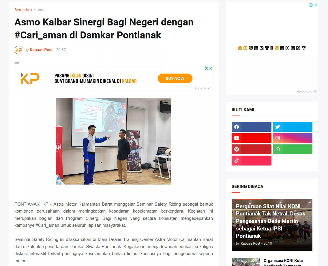 Asmo Kalbar Sinergi Bagi Negeri dengan #Cari_aman di Damkar Pontianak
