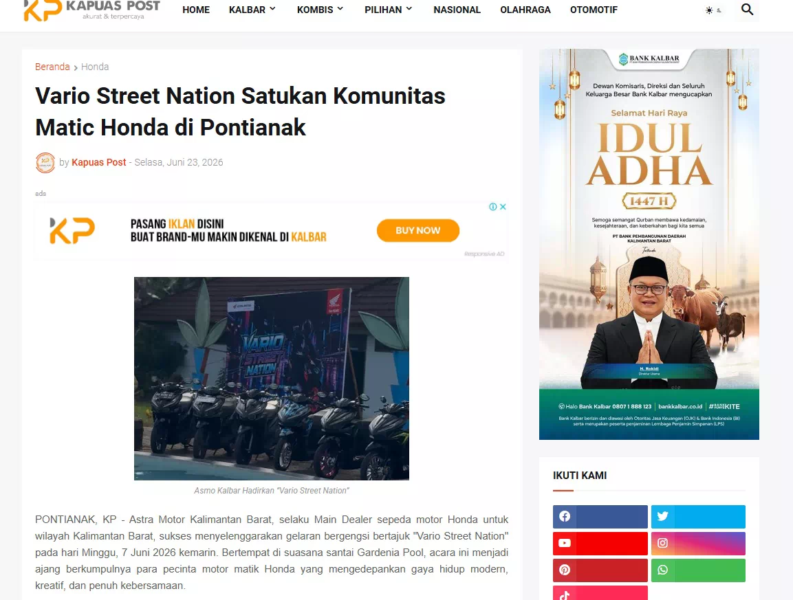 Vario Street Nation Satukan Komunitas Matic Honda di Pontianak