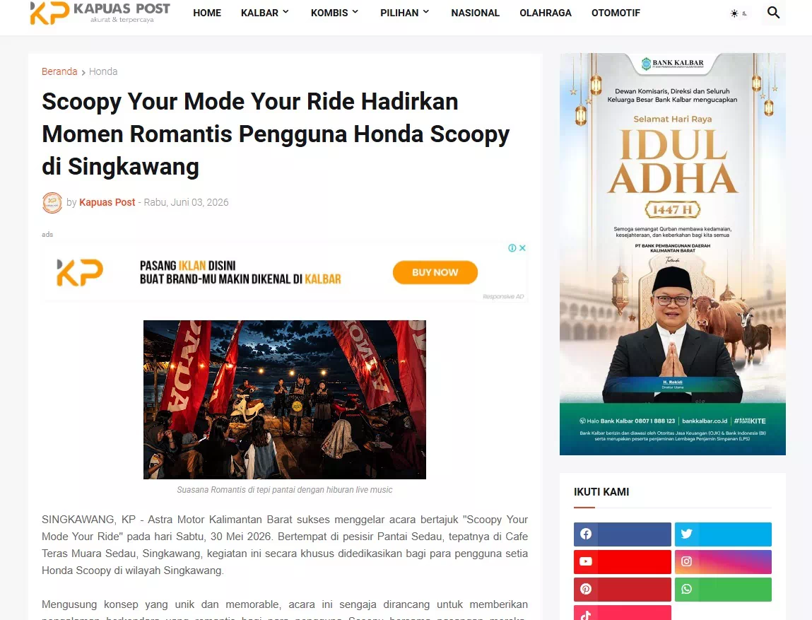 Scoopy Your Mode Your Ride Hadirkan Momen Romantis Pengguna Honda Scoopy di Singkawang