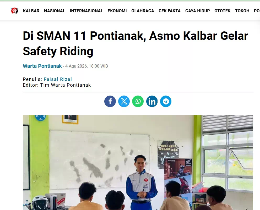 Di SMAN 11 Pontianak, Asmo Kalbar Gelar Safety Riding