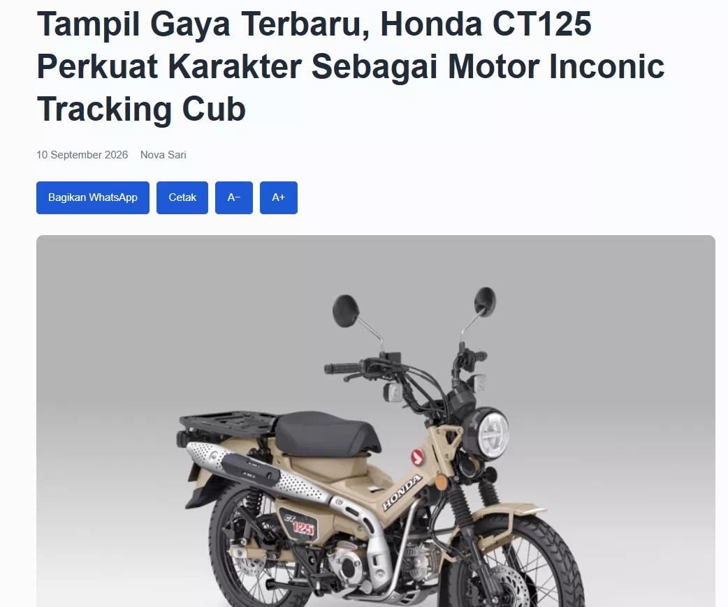 Tampil Gaya Terbaru, Honda CT125 Perkuat Karakter Sebagai Motor Inconic Tracking Cub