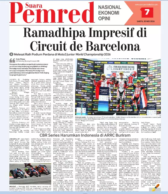 Ramadhipa Impresif di Circuit de Barcelona, Melesat Raih Podium Perdana di Moto3 Junior World Championship 2026