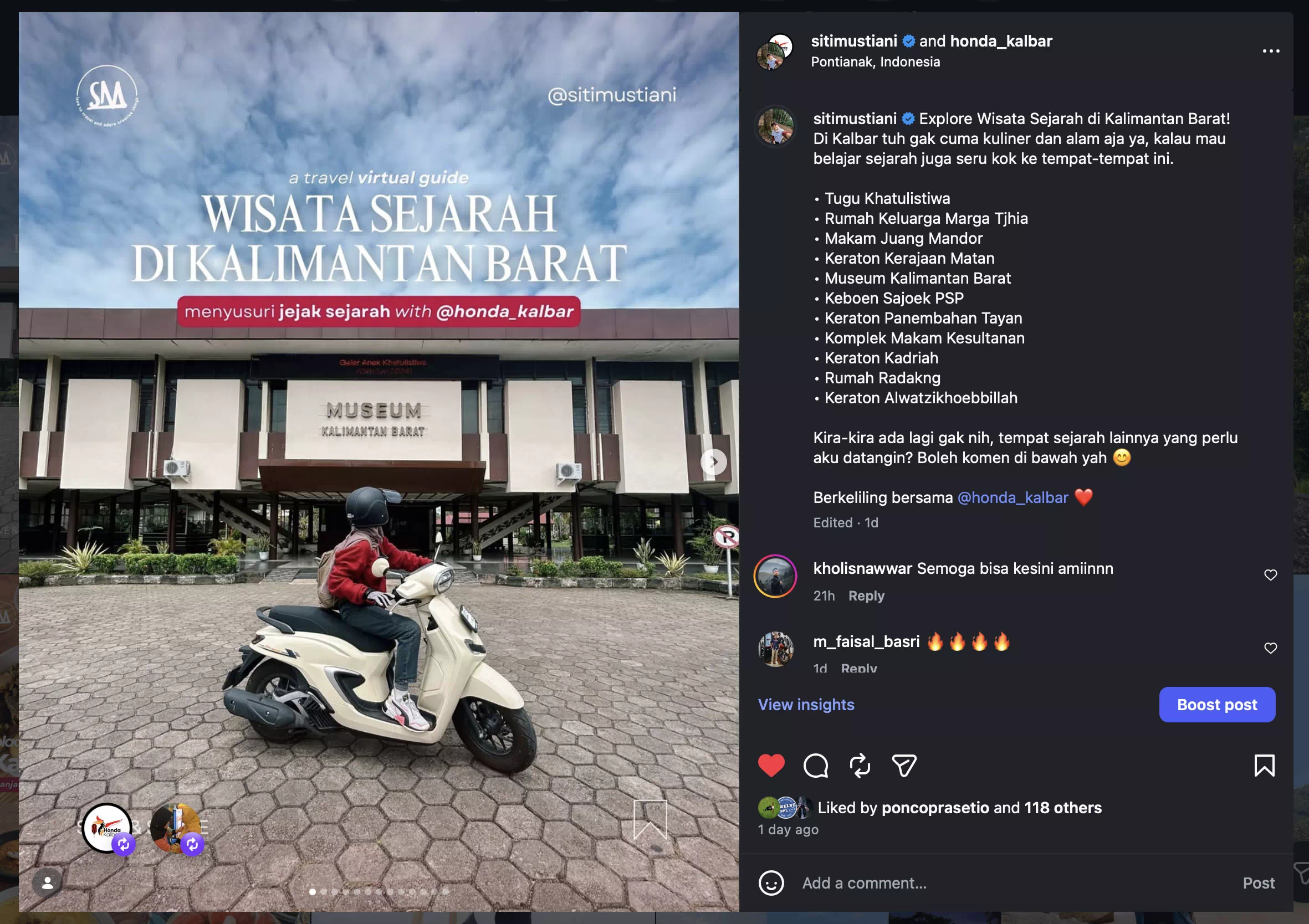 Travel Virtual Guide, Wisata Sejarah Kalimantan Barat: Menyusuri Jejak Sejarah with @honda_kalbar