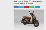 New Honda Stylo 160 Hadir dengan Warna Spesial Burgundy