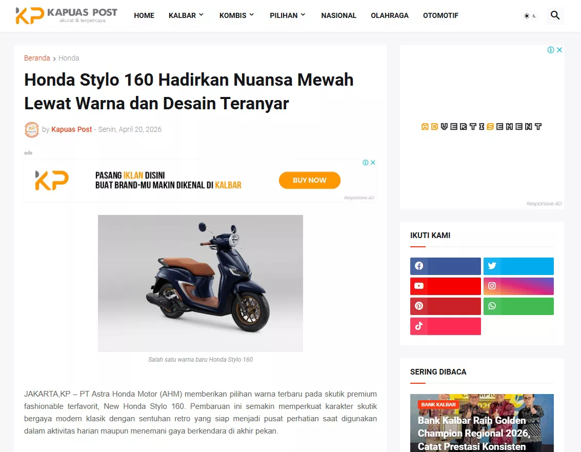 Honda Stylo 160 Hadirkan Nuansa Mewah Lewat Warna dan Desain Teranyar