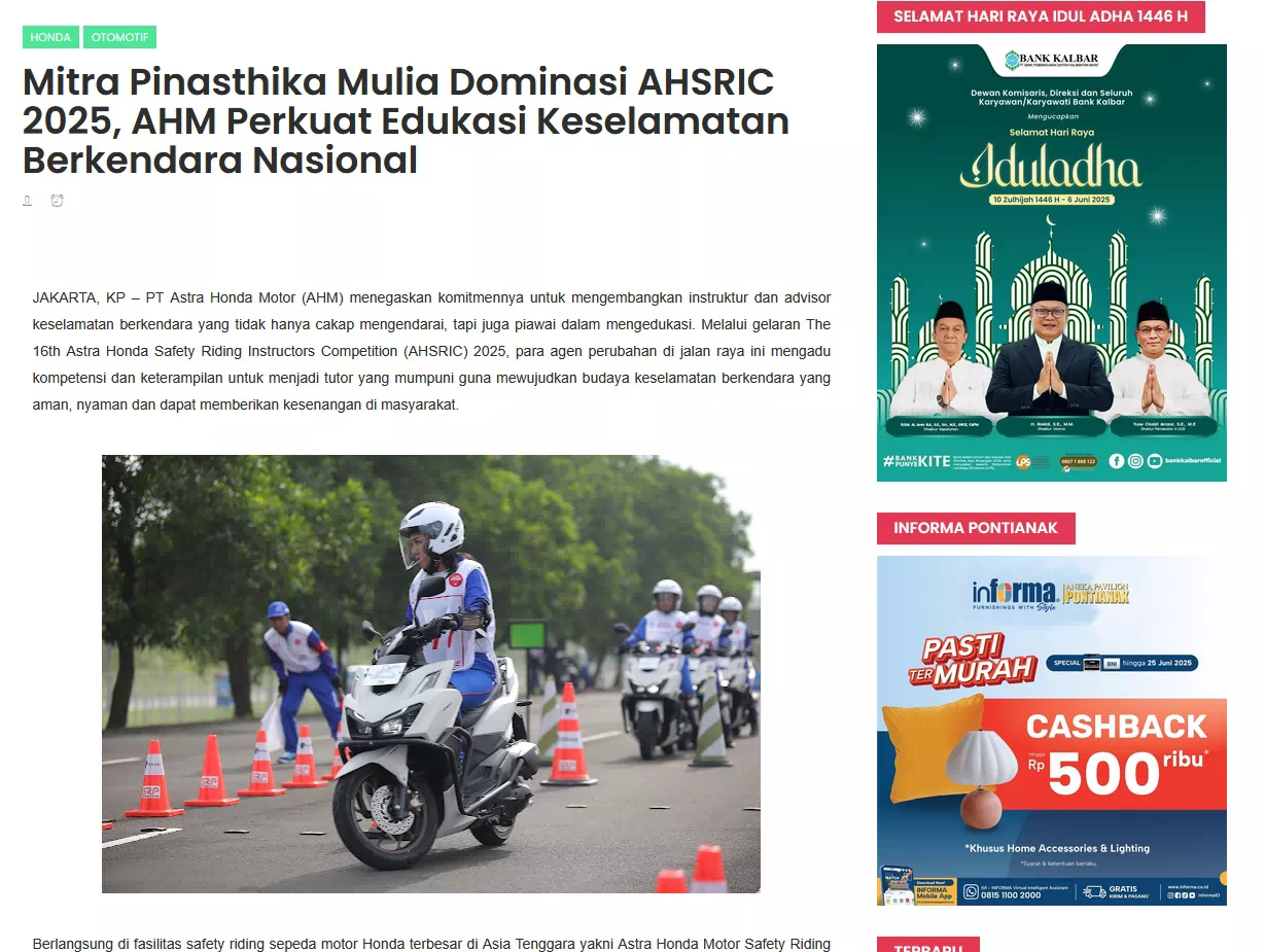 Mitra Pinasthika Mulia Dominasi AHSRIC 2025, AHM Perkuat Edukasi Keselamatan Berkendara Nasional
