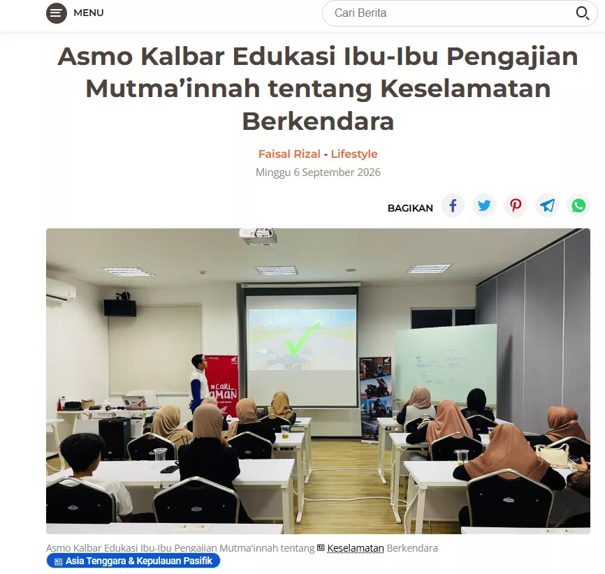 Asmo Kalbar Edukasi Ibu-Ibu Pengajian Mutma’innah tentang Keselamatan Berkendara