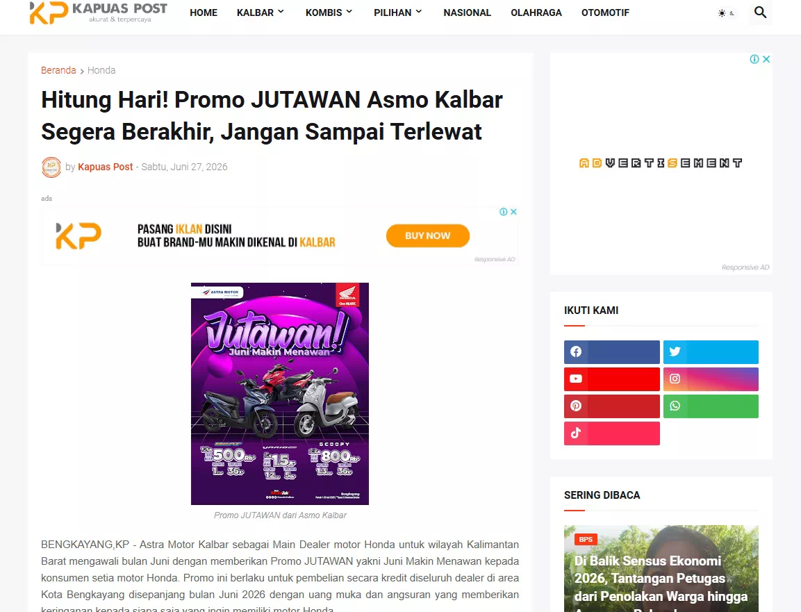 Hitung Hari! Promo JUTAWAN Asmo Kalbar Segera Berakhir, Jangan Sampai Terlewat