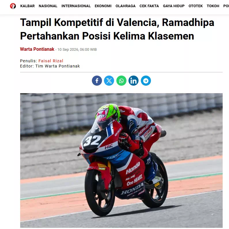 Tampil Kompetitif di Valencia, Ramadhipa Pertahankan Posisi Kelima Klasemen