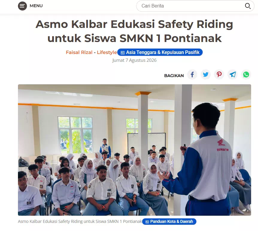 Asmo Kalbar Edukasi Safety Riding untuk Siswa SMKN 1 Pontianak