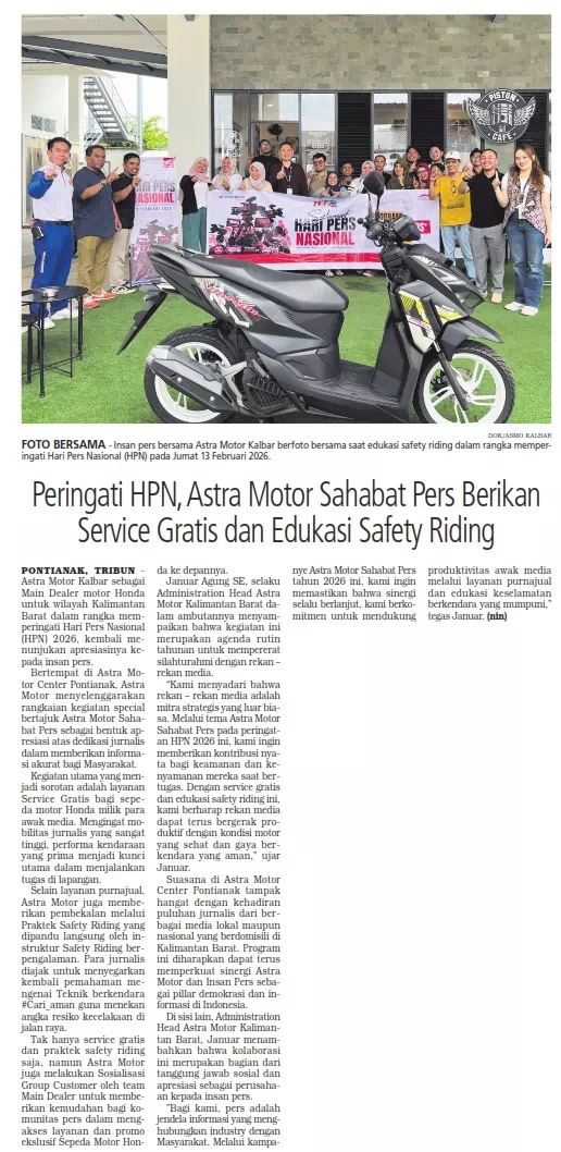 Peringati HPN, Astra Motor Sahabat Pers Berikan Service Gratis dan Edukasi Safety Riding