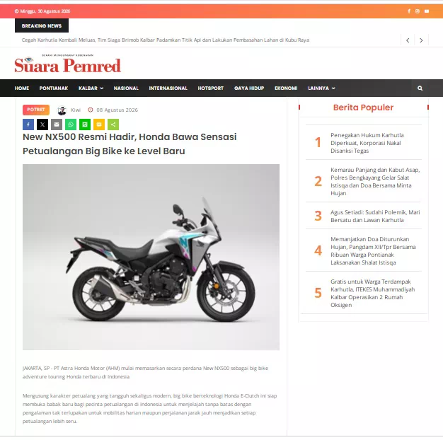New NX500 Resmi Hadir, Honda Bawa Sensasi Petualangan Big Bike ke Level Baru