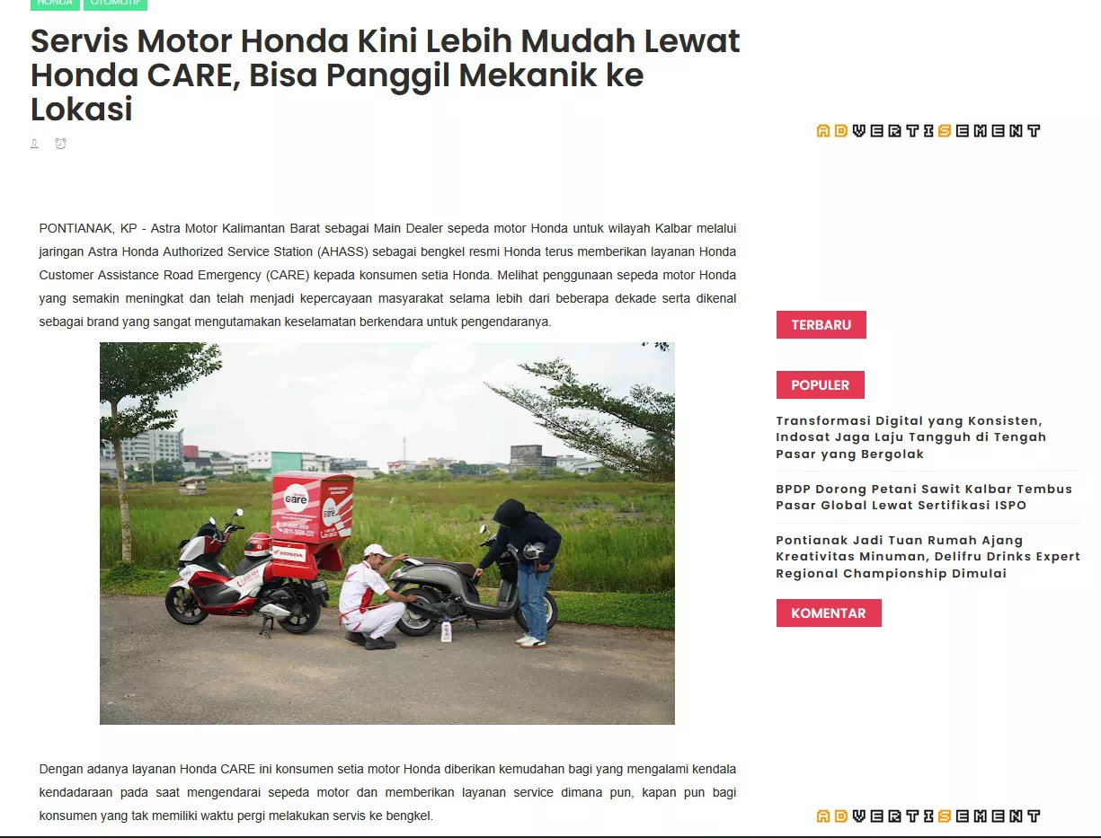 Servis Motor Honda Kini Lebih Mudah Lewat Honda CARE, Bisa Panggil Mekanik ke Lokasi