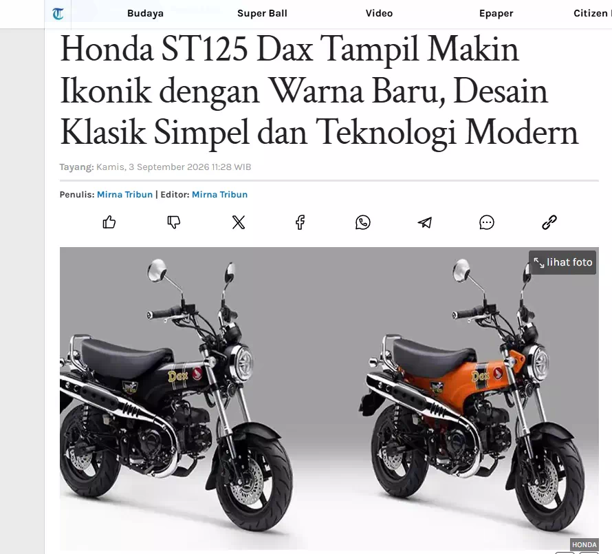 Honda ST125 Dax Tampil Makin Ikonik dengan Warna Baru, Desain Klasik Simpel dan Teknologi Modern