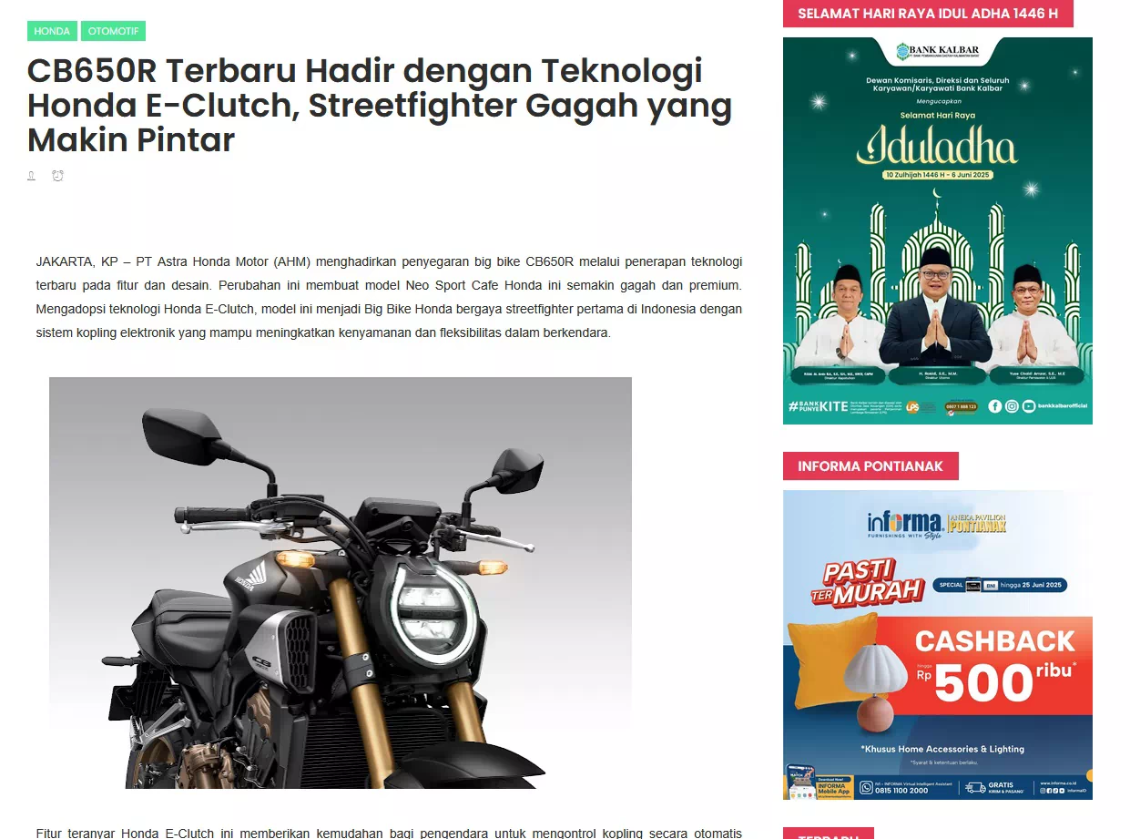 CB650R Terbaru Hadir dengan Teknologi Honda E-Clutch, Streetfighter Gagah yang Makin Pintar