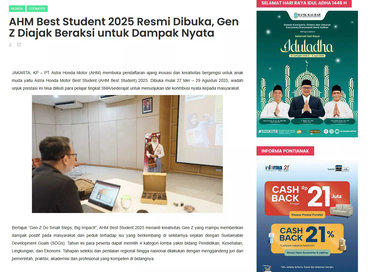 AHM Best Student 2025 Resmi Dibuka, Gen Z Diajak Beraksi untuk Dampak Nyata